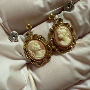 Vintage 70s SARAH COVENTRY Cameo Victorian earrings